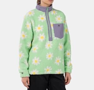 Airblaster Sherpa Half Zip Mint Big Daisy Size S